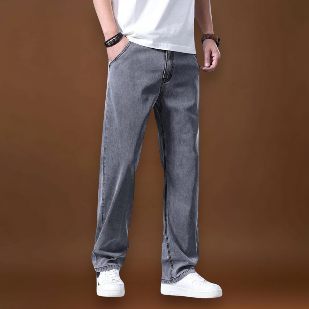 Jeans - Mistura de Denim com Cintura Baixa e Quadris Espaçosos para Movimento Livre