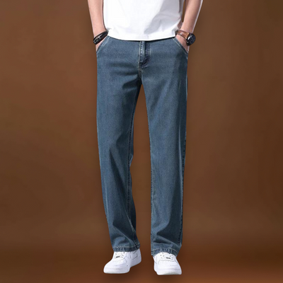 Jeans - Mistura de Denim com Cintura Baixa e Quadris Espaçosos para Movimento Livre