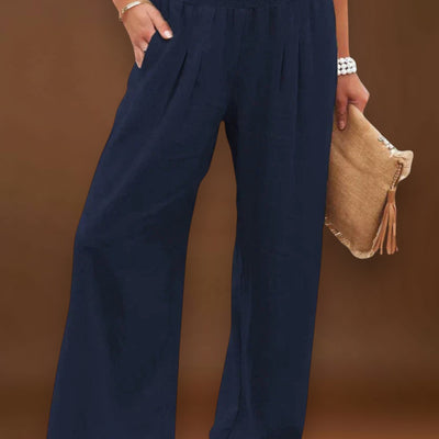 Celeste - Calças arejadas e com estilo