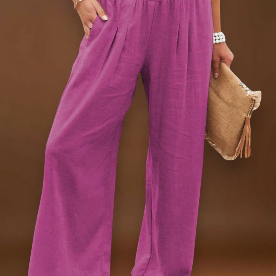 Celeste - Calças arejadas e com estilo