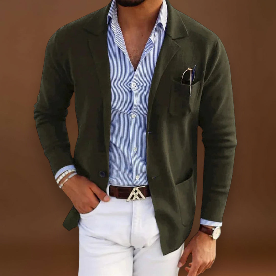 Blazer de Malha - Superfície de Malha Suave e Movimento Estruturado