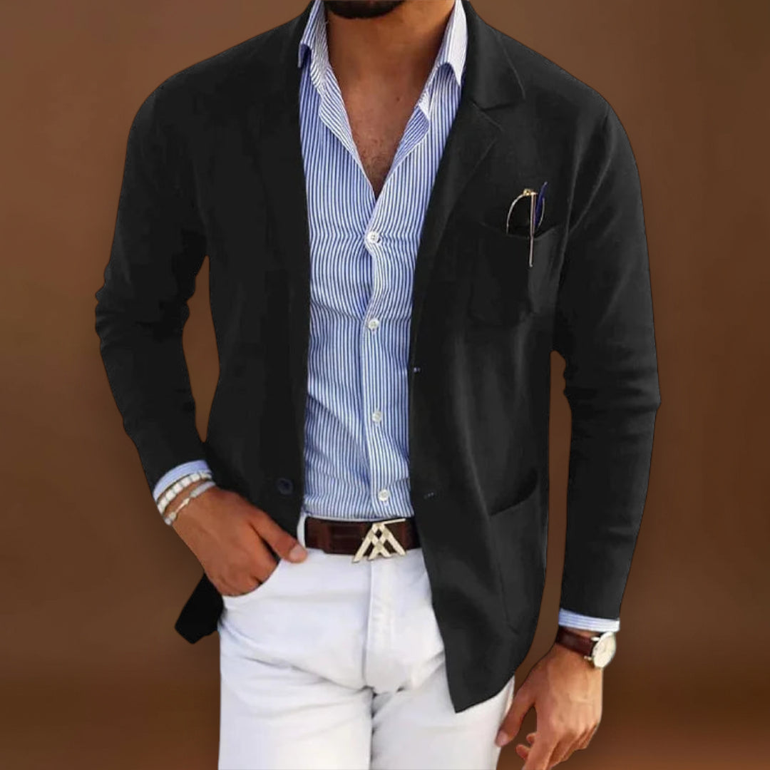 Blazer de Malha - Superfície de Malha Suave e Movimento Estruturado