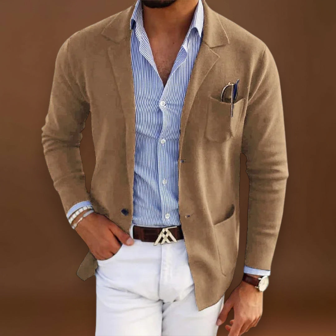 Blazer de Malha - Superfície de Malha Suave e Movimento Estruturado