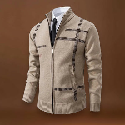 Sweater de Malha - Fecho Frontal Total e Mistura de Lã Macia