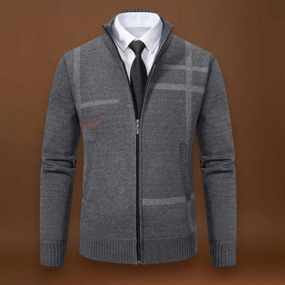 Sweater de Malha - Fecho Frontal Total e Mistura de Lã Macia