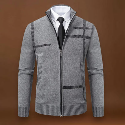 Sweater de Malha - Fecho Frontal Total e Mistura de Lã Macia