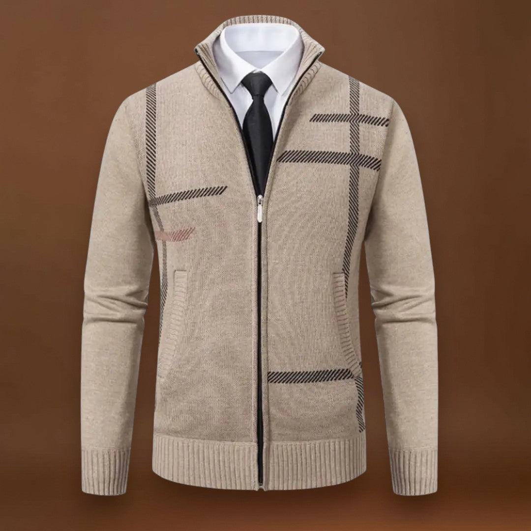 Sweater de Malha - Fecho Frontal Total e Mistura de Lã Macia