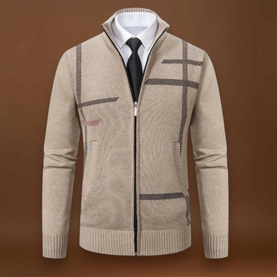 Sweater de Malha - Fecho Frontal Total e Mistura de Lã Macia