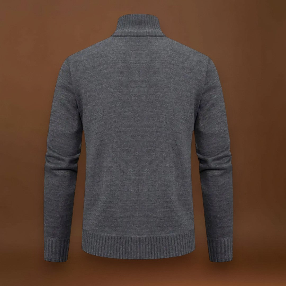 Sweater de Malha - Fecho Frontal Total e Mistura de Lã Macia