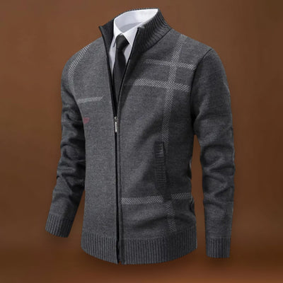 Sweater de Malha - Fecho Frontal Total e Mistura de Lã Macia