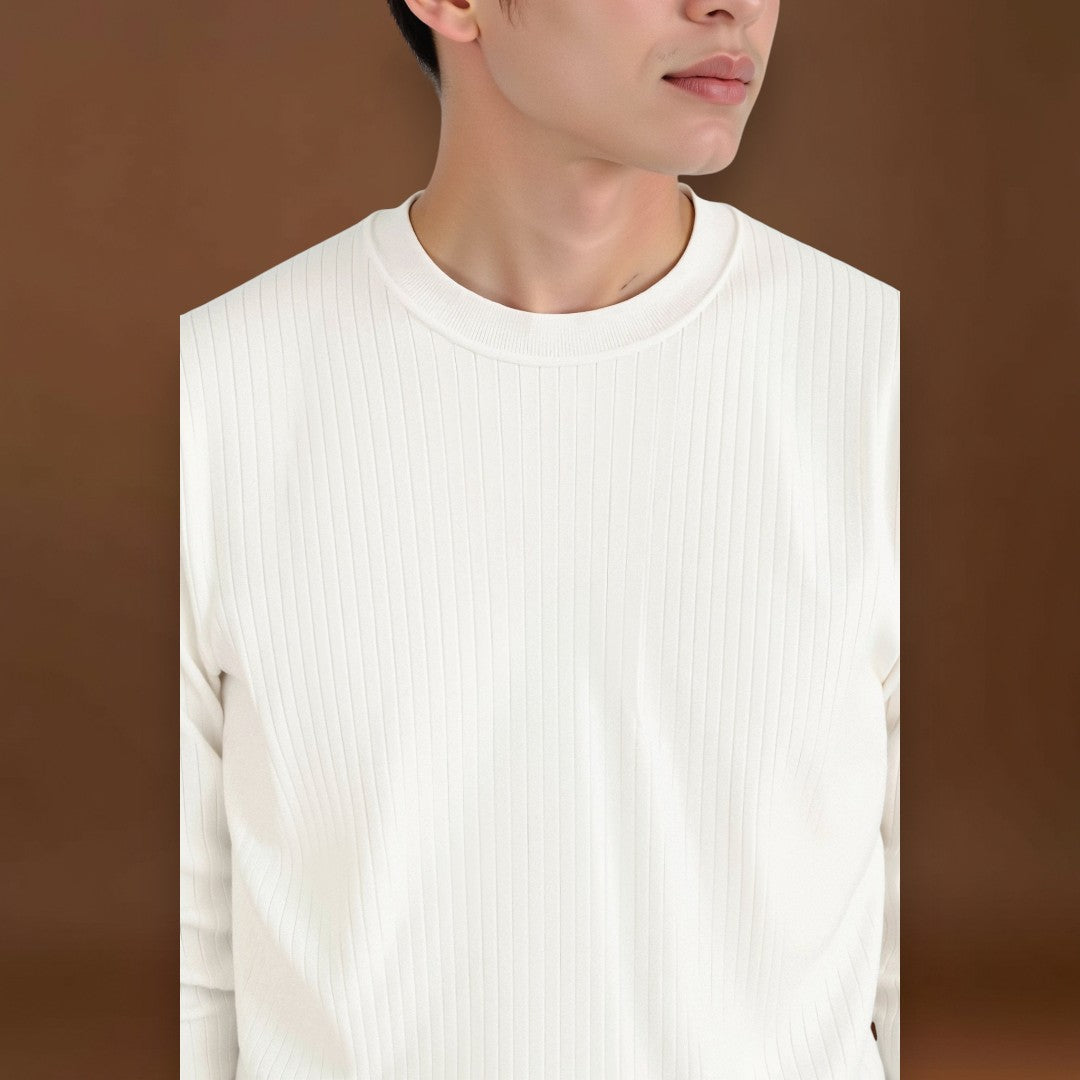 Sweater de Malha – Manga Longa Canellada e Calor e Forma Estáveis