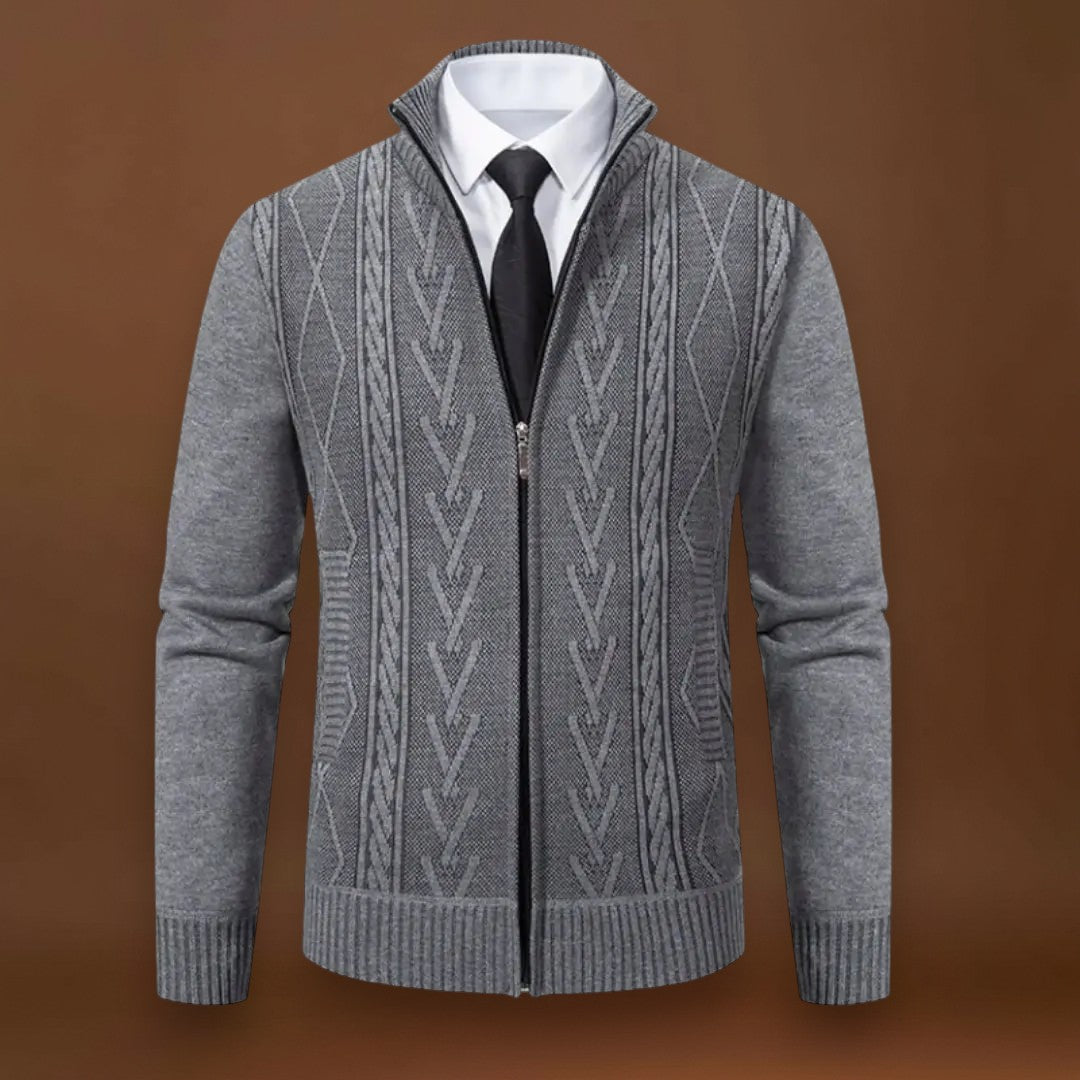 Miguel | Knit Sweater With Front Zip and Ribbed Hem