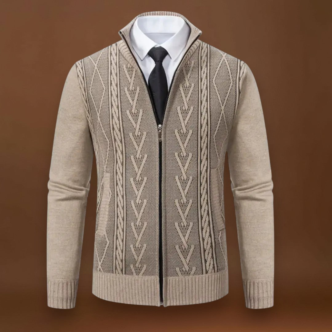 Miguel | Knit Sweater With Front Zip and Ribbed Hem