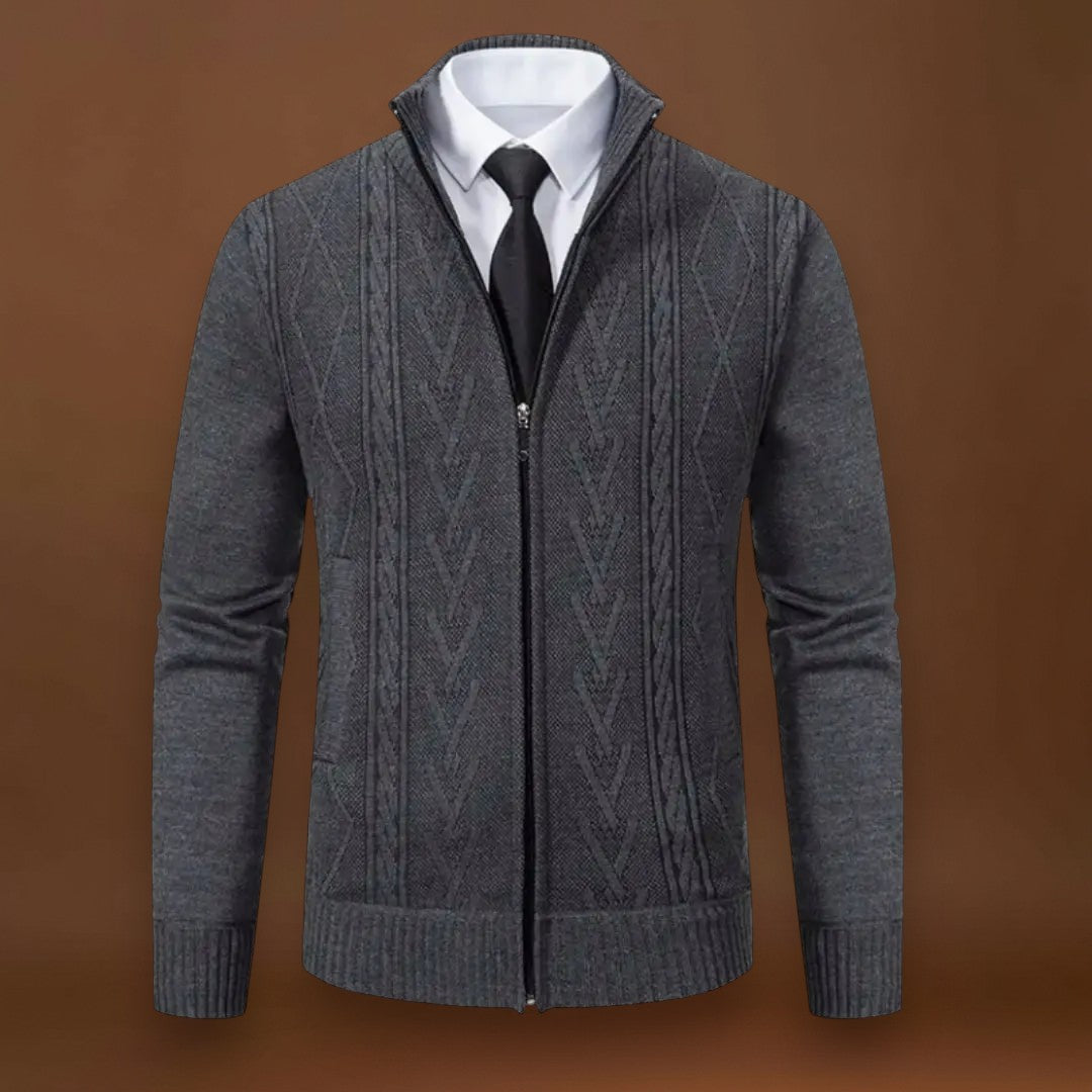 Miguel | Knit Sweater With Front Zip and Ribbed Hem