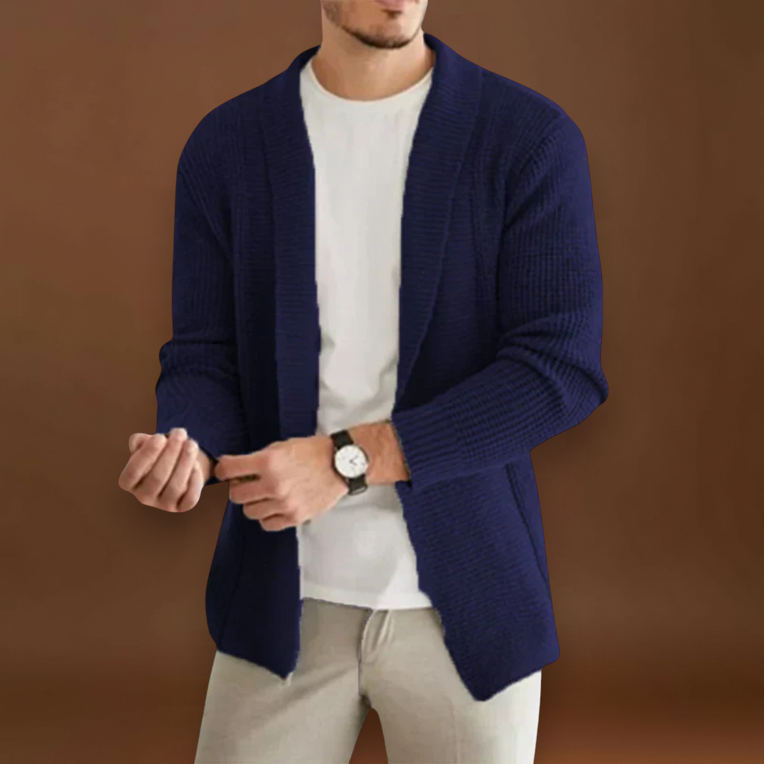 Cardigan de Malha em Mistura - Zíper Frontal Completo & Ajuste Respirável