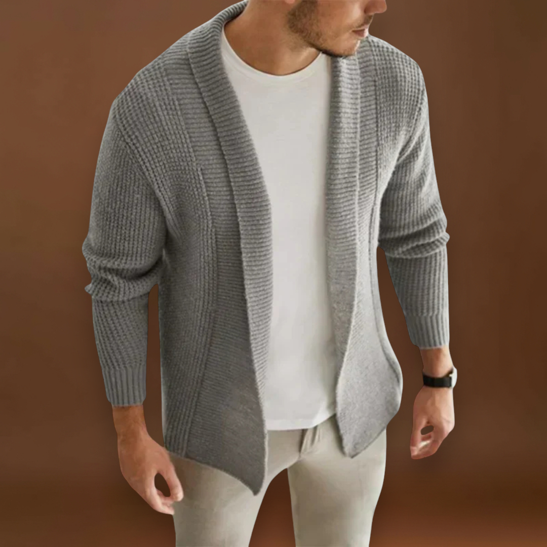 Cardigan de Malha em Mistura - Zíper Frontal Completo & Ajuste Respirável