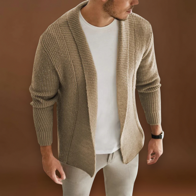 Cardigan de Malha em Mistura - Zíper Frontal Completo & Ajuste Respirável