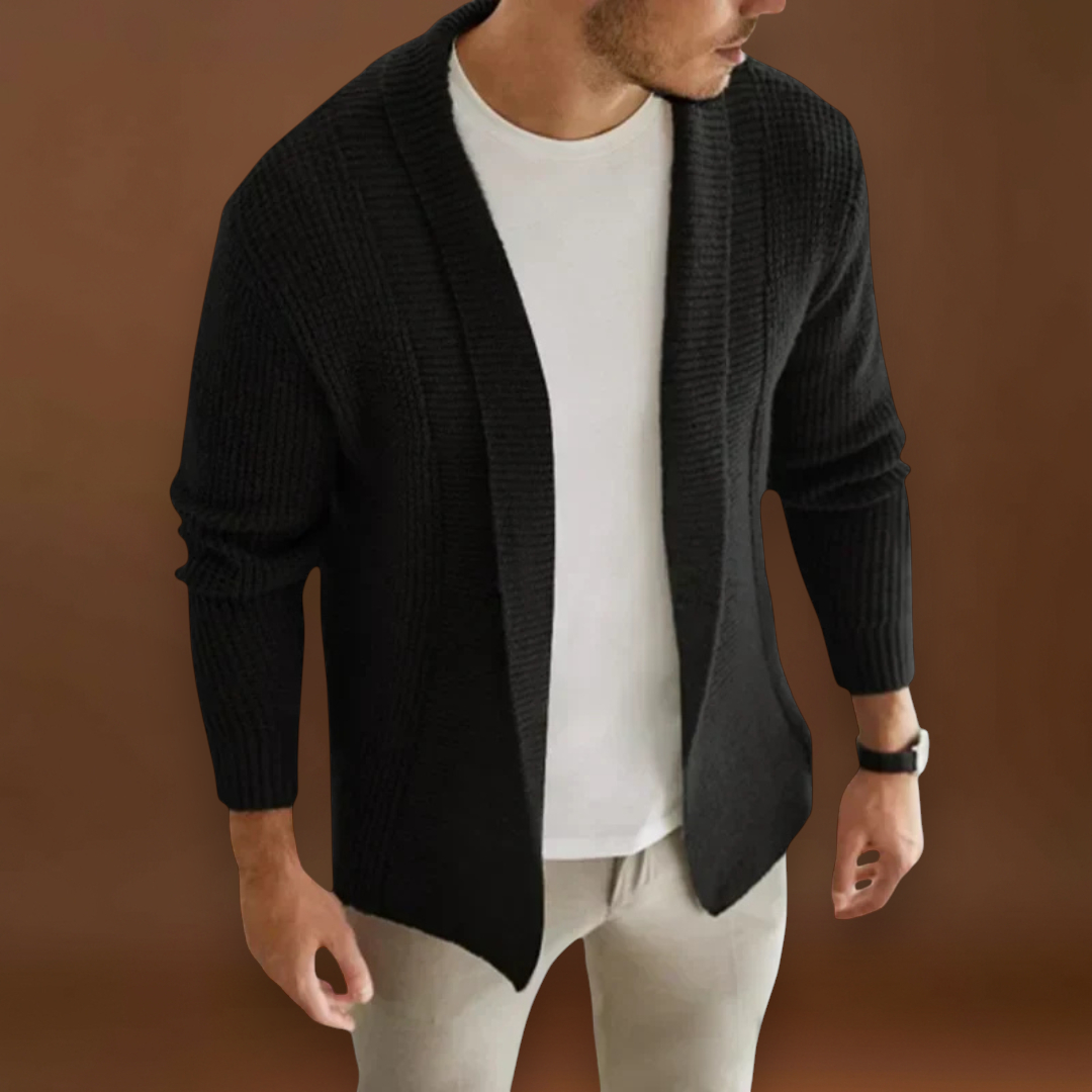 Cardigan de Malha em Mistura - Zíper Frontal Completo & Ajuste Respirável