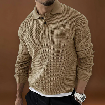 Miguel | Pulôver Pólo Tricotado Texturizado Waffle