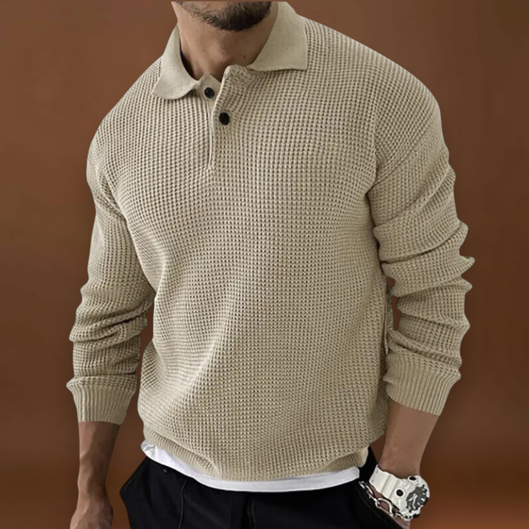 Miguel | Pulôver Pólo Tricotado Texturizado Waffle