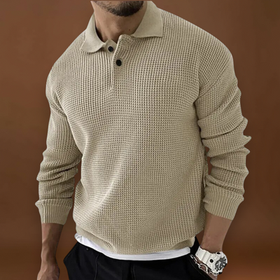 Miguel | Pulôver Pólo Tricotado Texturizado Waffle