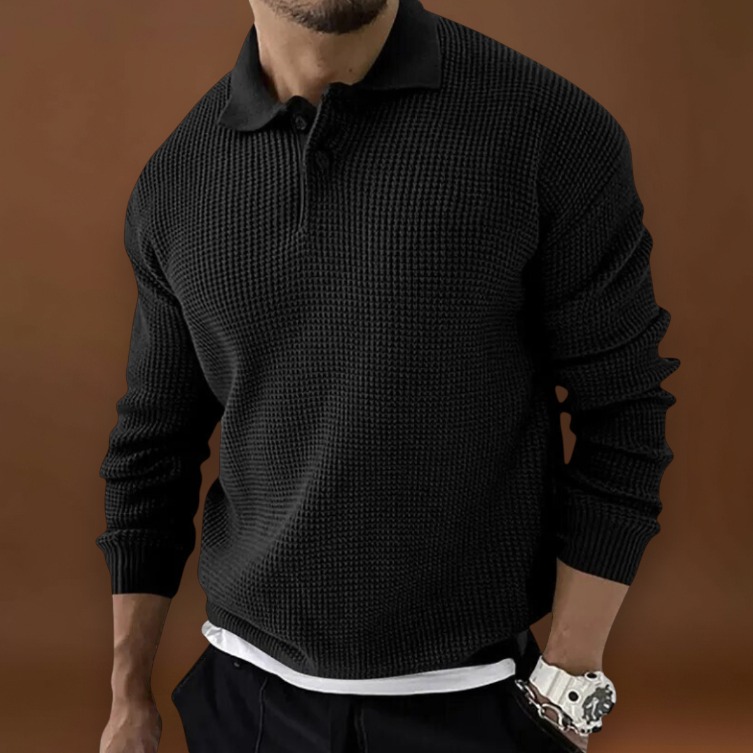 Miguel | Pulôver Pólo Tricotado Texturizado Waffle