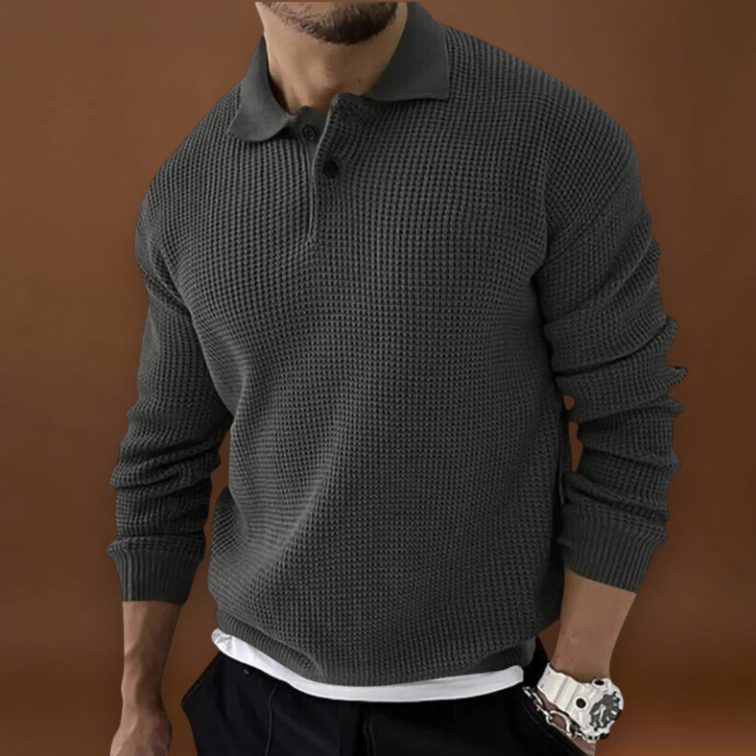 Miguel | Pulôver Pólo Tricotado Texturizado Waffle