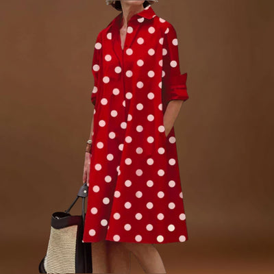 Olga - Vestido Camisa Moderno com Gola e Mangas 3/4