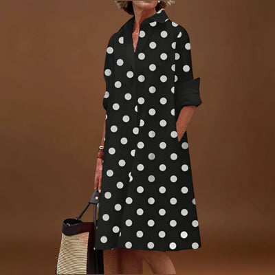 Olga - Vestido Camisa Moderno com Gola e Mangas 3/4