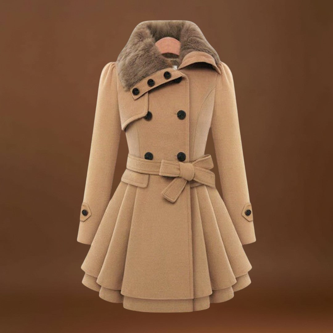 Ema - Casaco Elegante com Gola de Pele