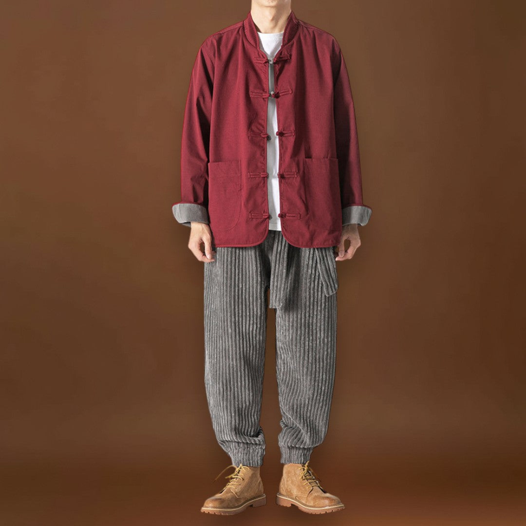 Keisuke - Calças de veludo camel