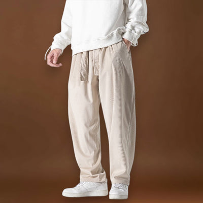 Yushiko - Calças de veludo bege