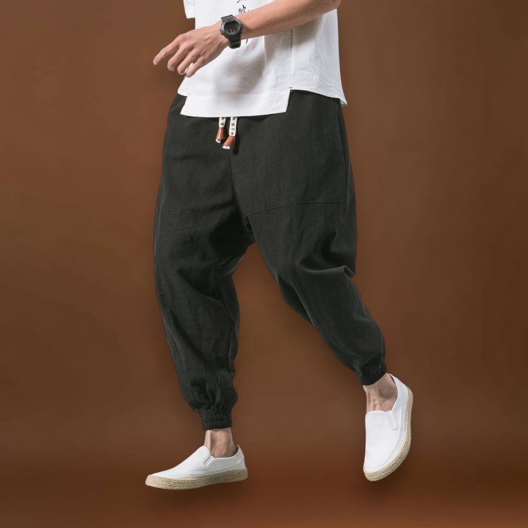 Shao - Calças harém de algodão confortáveis Vermelho