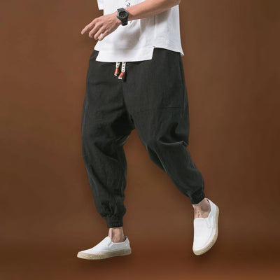 Shao - Calças harém de algodão confortáveis Vermelho