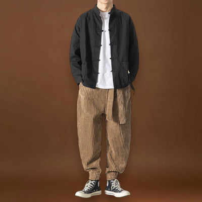 Keisuke - Calças de veludo camel