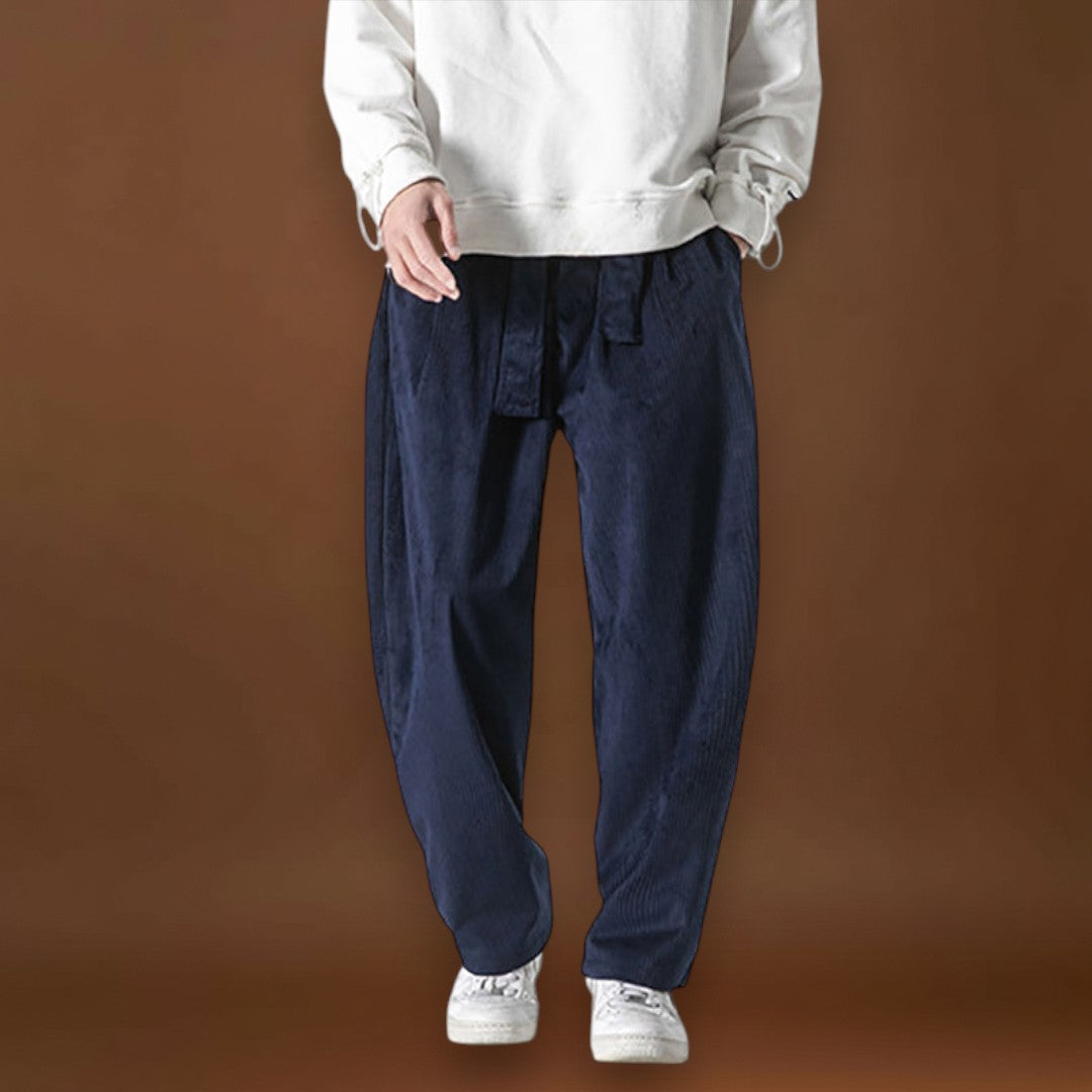 Yushiko - Calças de veludo bege