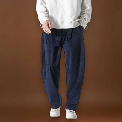 Yushiko - Calças de veludo bege