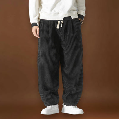 Masaaki - Calças de veludo às riscas Cinzento Preto