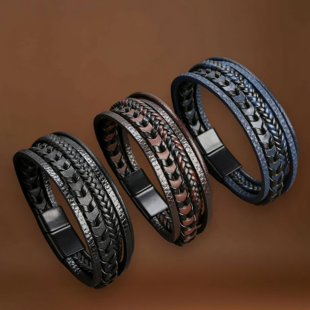 Rafael - Pulseira de Couro Trançado