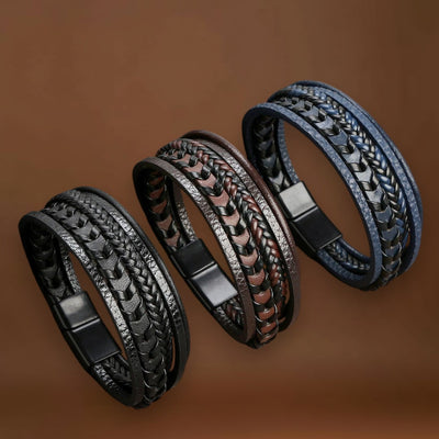 Rafael - Pulseira de Couro Trançado