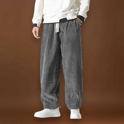 Masaaki - Calças de veludo às riscas Cinzento e marinhas