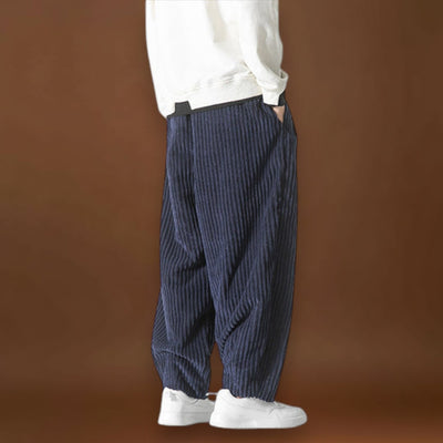 Masaaki - Calças de veludo às riscas Cinzento camel