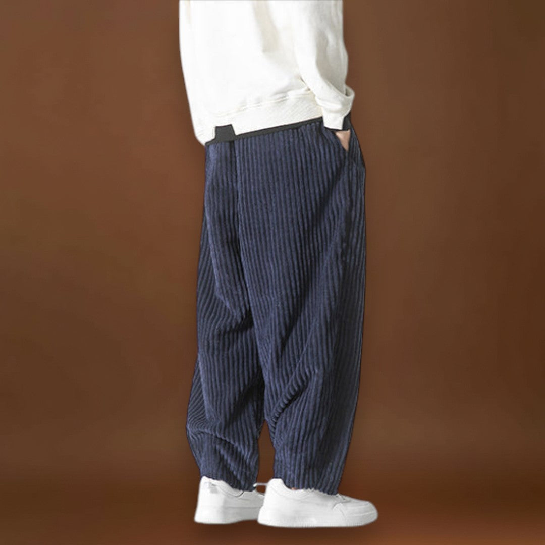 Masaaki - Calças de veludo às riscas Cinzento e marinhas