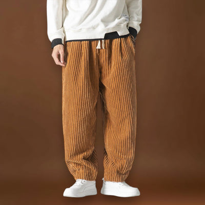 Masaaki - Calças de veludo às riscas Cinzento Preto