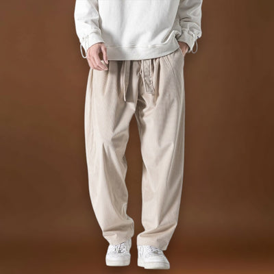 Yushiko - Calças de veludo bege