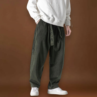 Yushiko - Calças de veludo bege