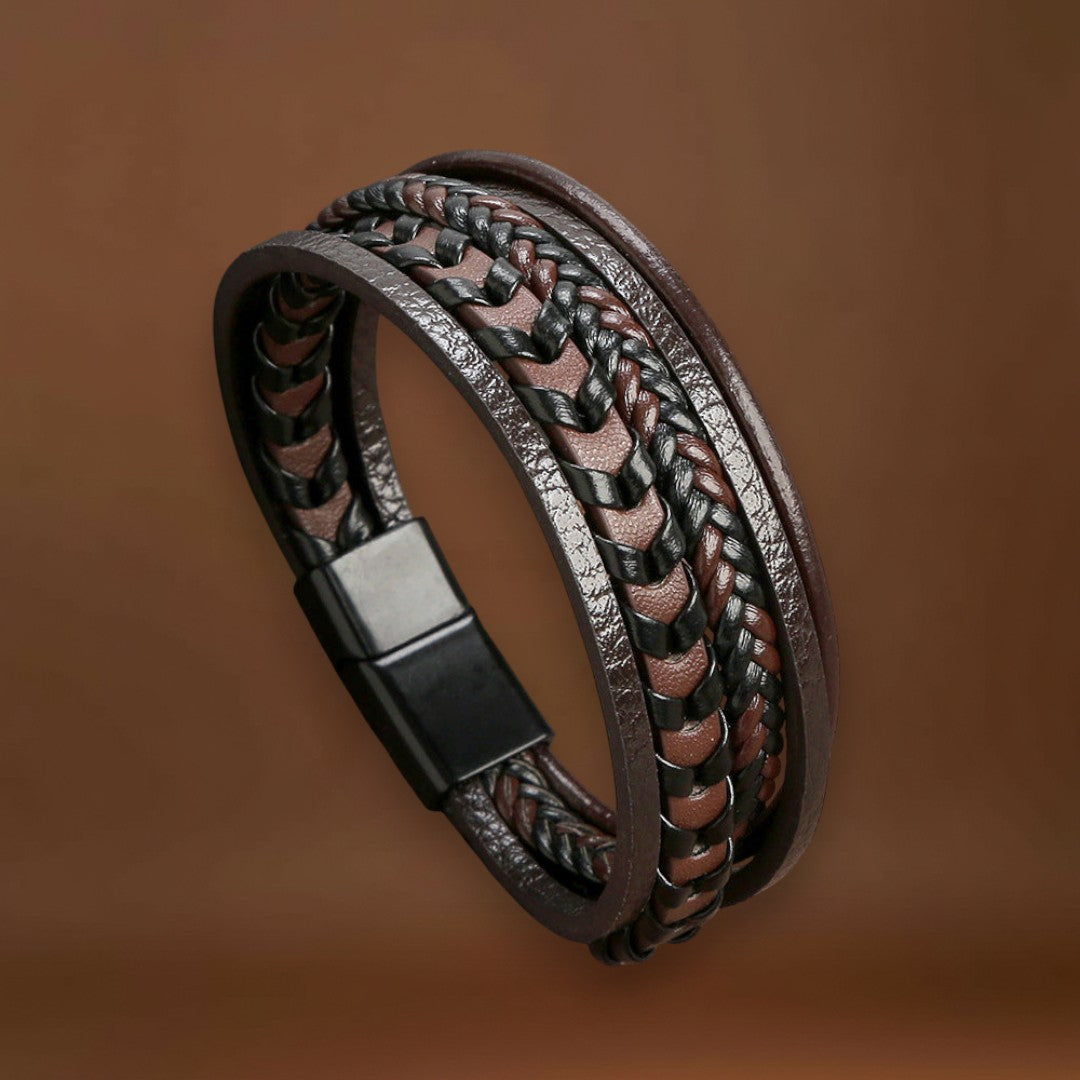 Rafael - Pulseira de Couro Trançado
