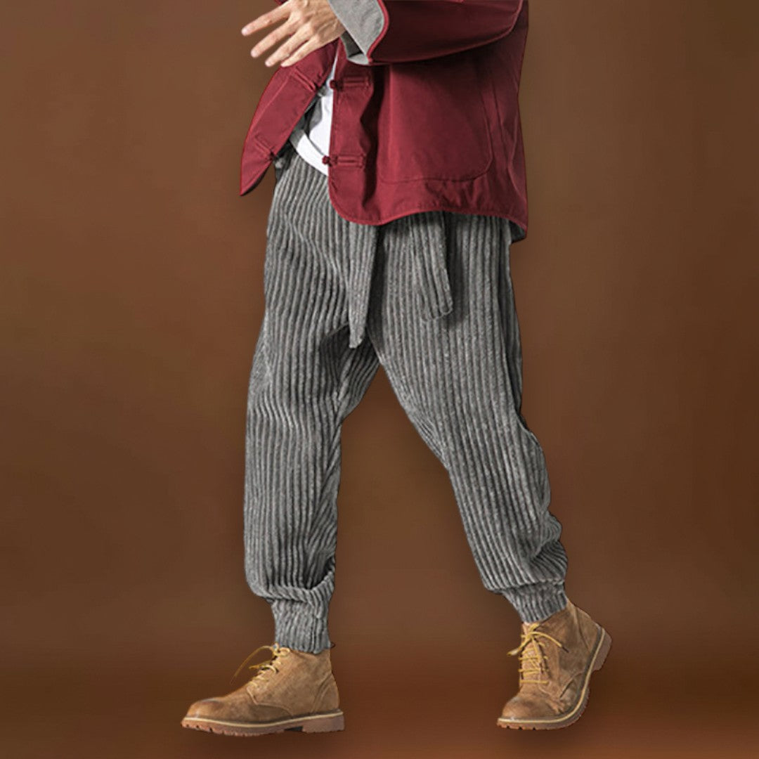 Keisuke - Calças de veludo camel