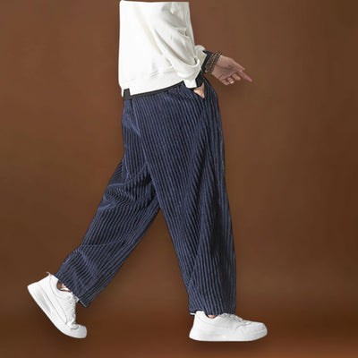 Masaaki - Calças de veludo às riscas Cinzento