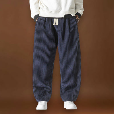 Masaaki - Calças de veludo às riscas Cinzento e marinhas